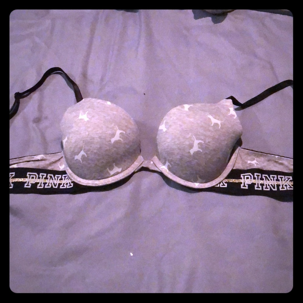 32B Pink grey logo wear everywhere push up bra